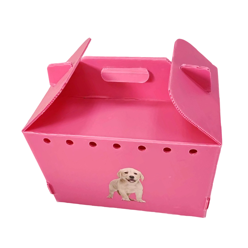 Transportor pentru animale de companie pliabil cu mai multe orificii de aer din plastic ondulat