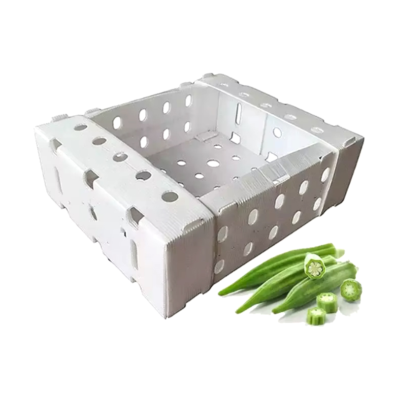 Cutie de ambalare pentru fructe din plastic ondulată, stivuabilă, deschisă